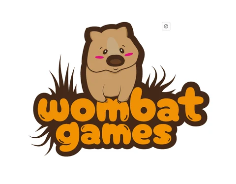 Logo obchodu Wombat Games — kreslený vombat